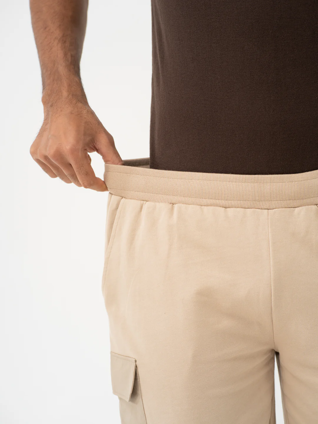 Brew Beige Relaxed Fit Cargo Sweatshorts - Image 6