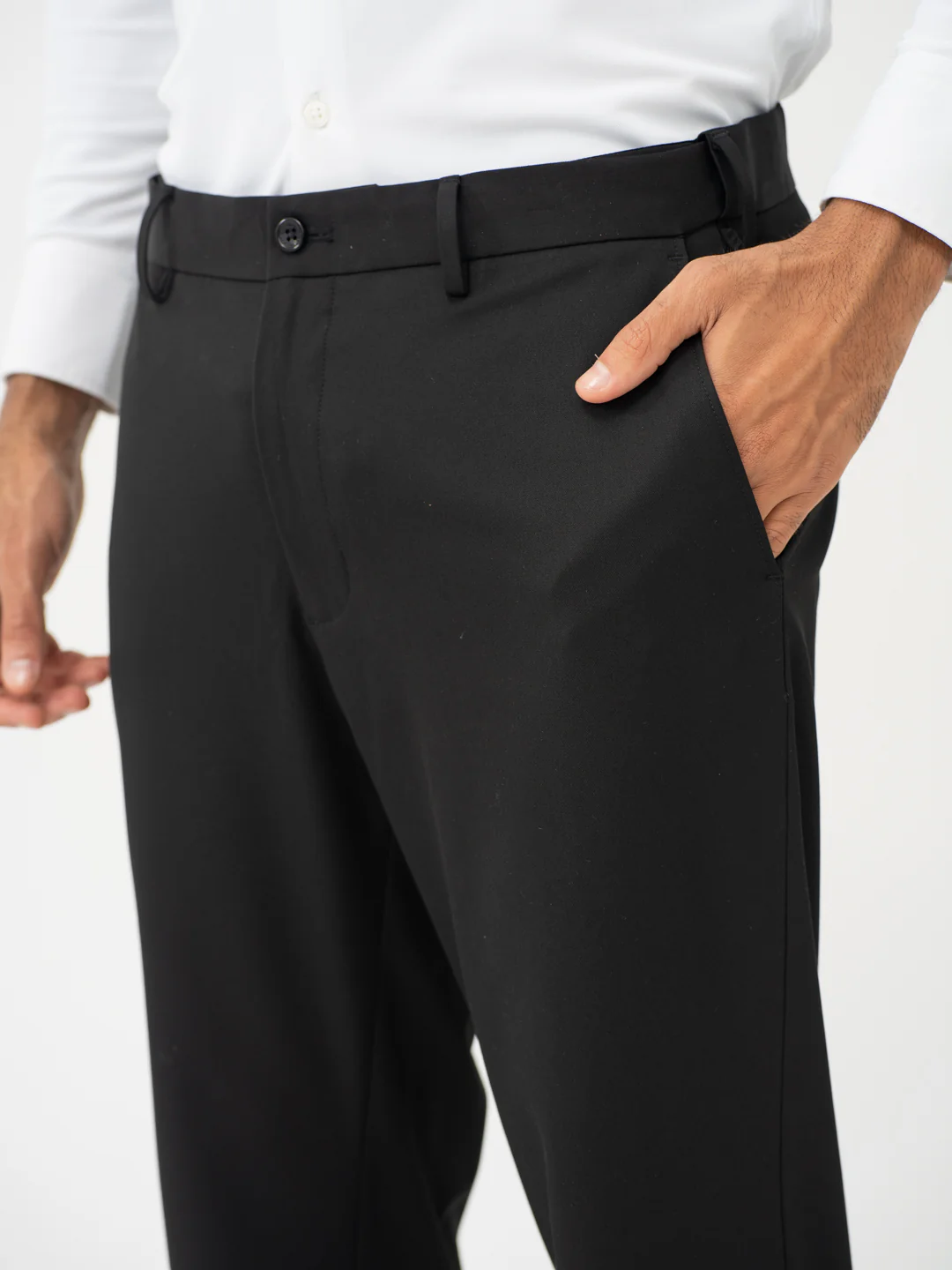 Brisk Black Water Repellent Relaxed Fit Stretch Formal Pants - Image 11