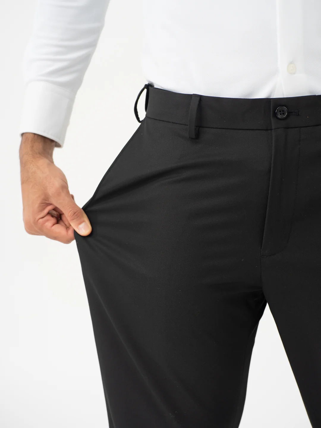 Brisk Black Water Repellent Relaxed Fit Stretch Formal Pants - Image 4