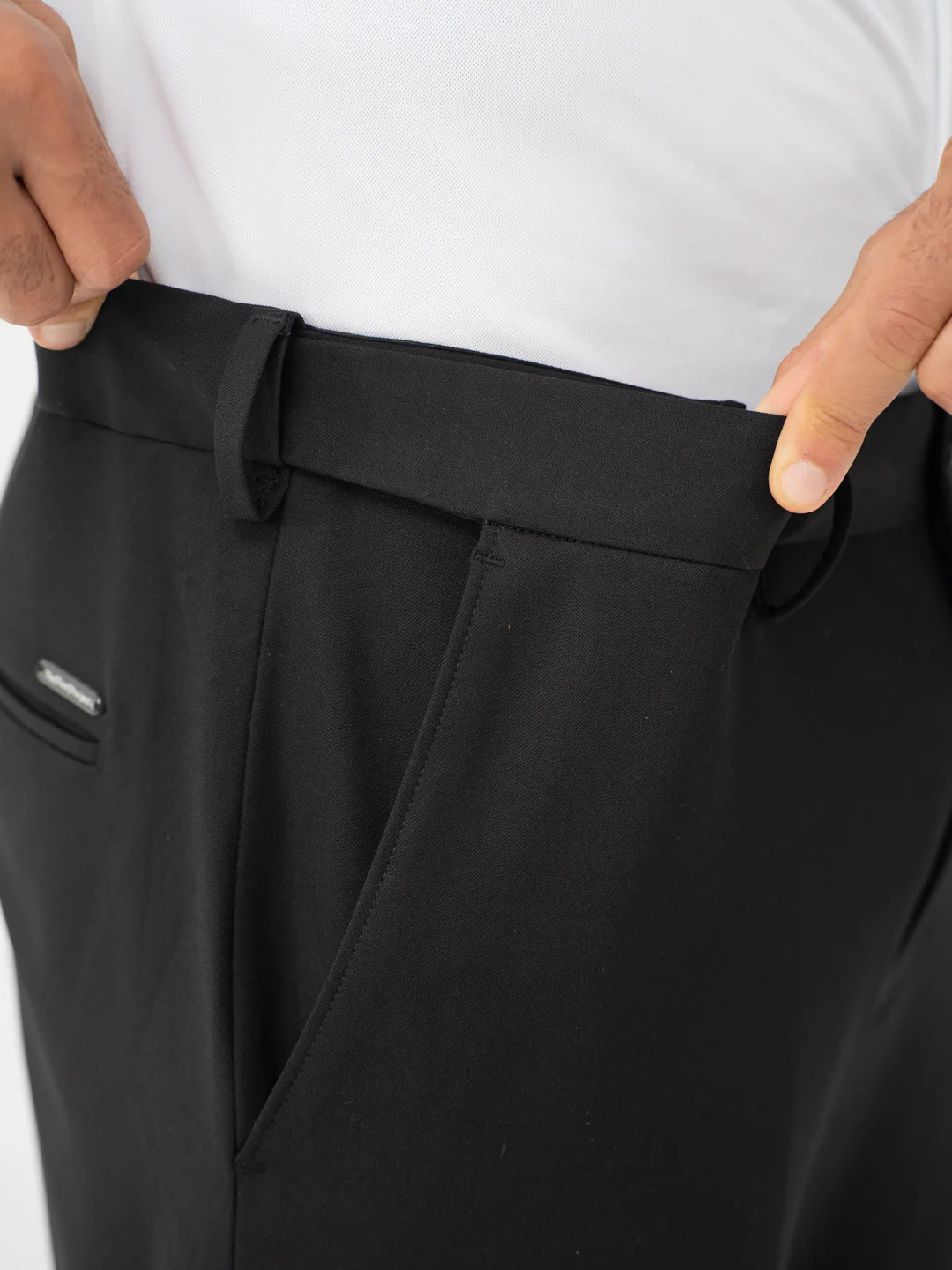 Brisk Black Water Repellent Relaxed Fit Stretch Formal Pants - Image 5