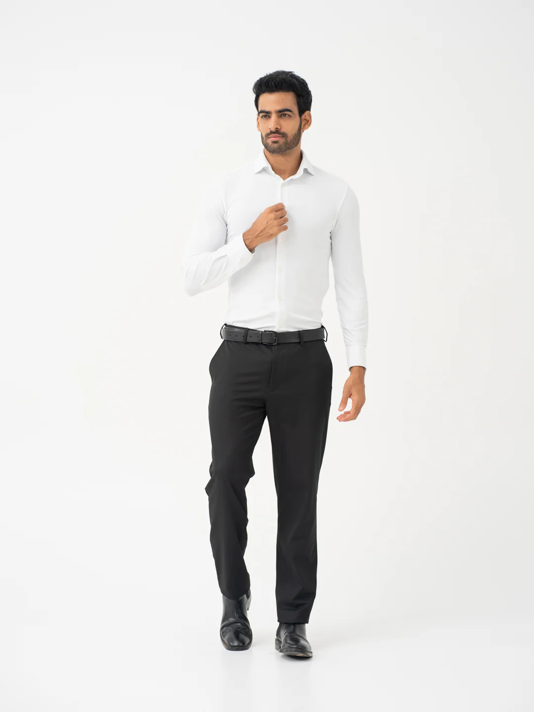 Brisk Black Water Repellent Relaxed Fit Stretch Formal Pants - Image 8