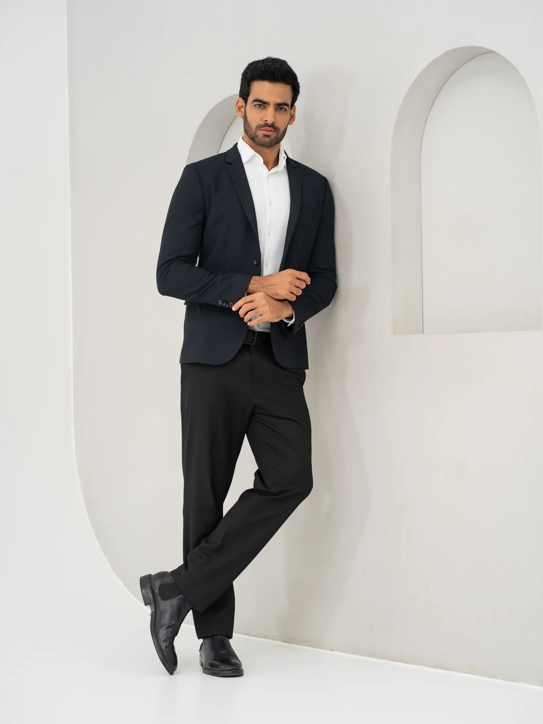Brisk Black Water Repellent Relaxed Fit Stretch Formal Pants - Image 9