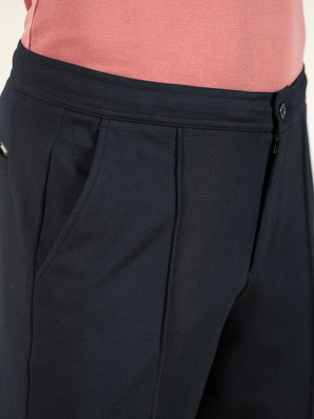 Brooke Navy Relaxed Fit Power Stretch Korean Pintuck Pants - Image 11