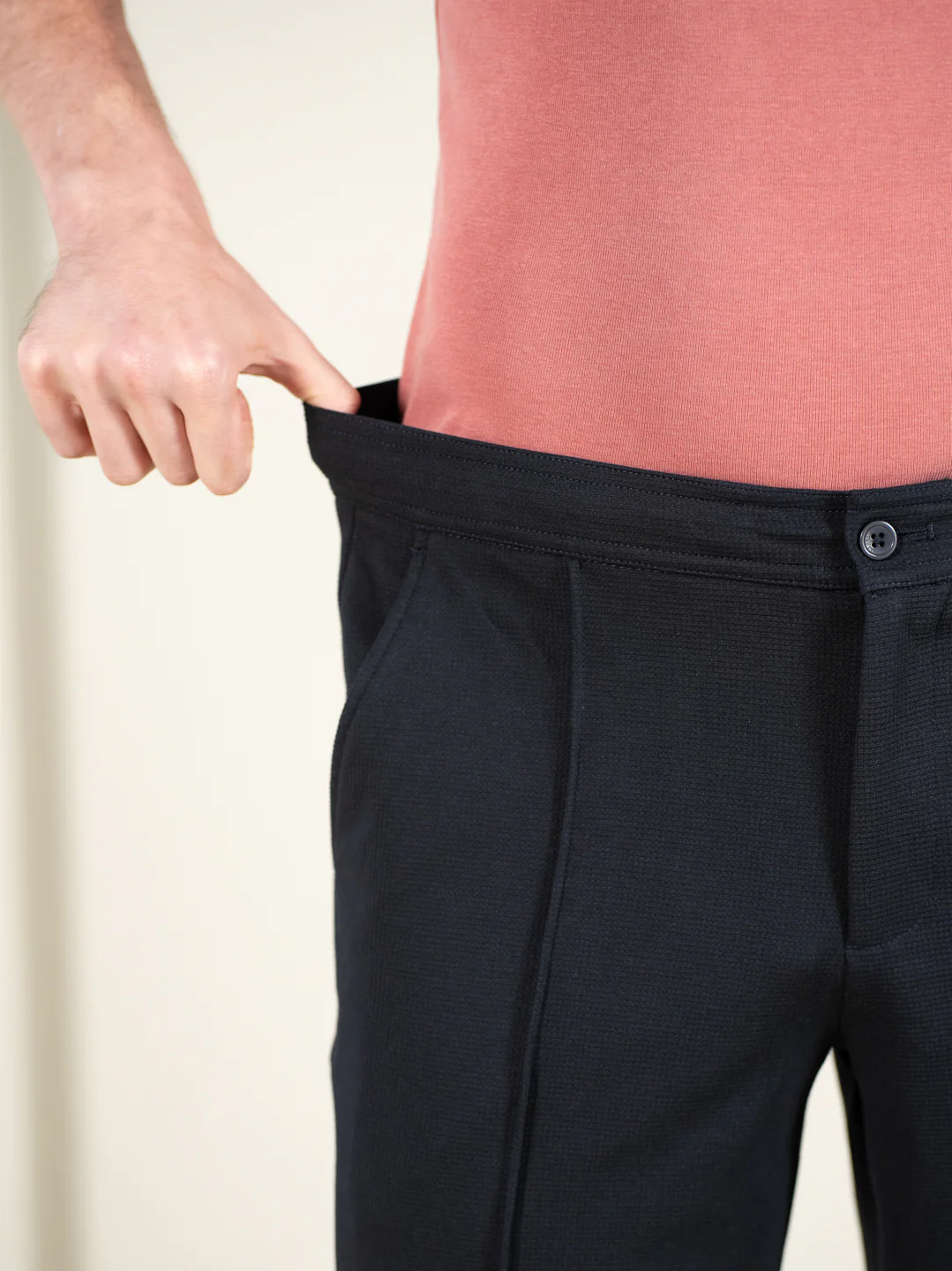 Brooke Navy Relaxed Fit Power Stretch Korean Pintuck Pants - Image 5