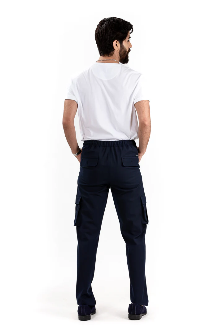 Eco Navy Stretch Cargo Pants - Image 6