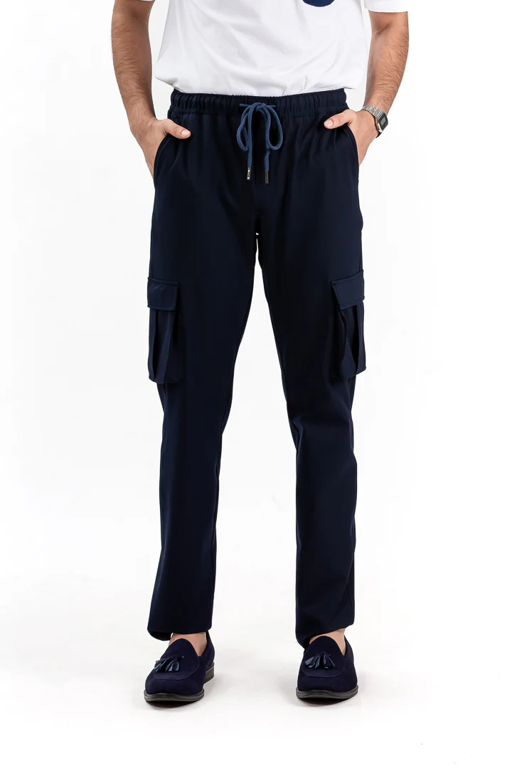 Eco Navy Stretch Cargo Pants - Image 7
