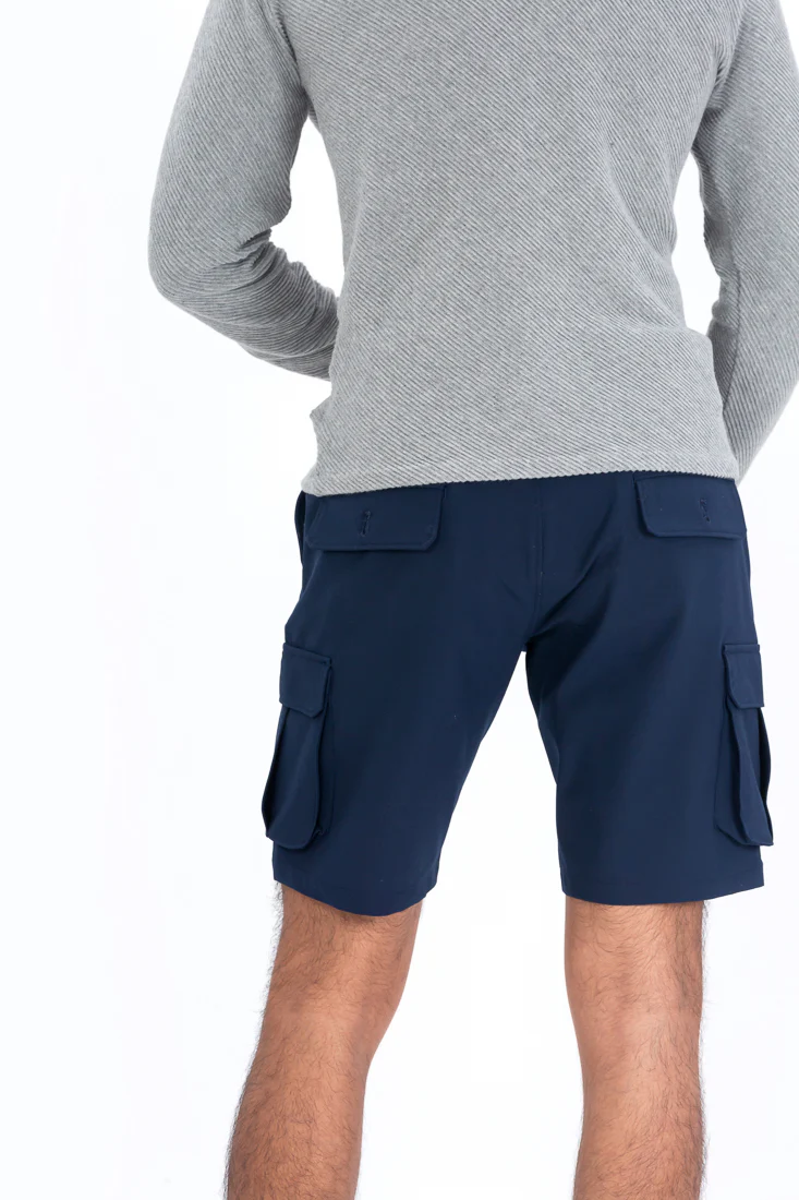 Eco Navy Stretch Cargo Shorts - Image 4