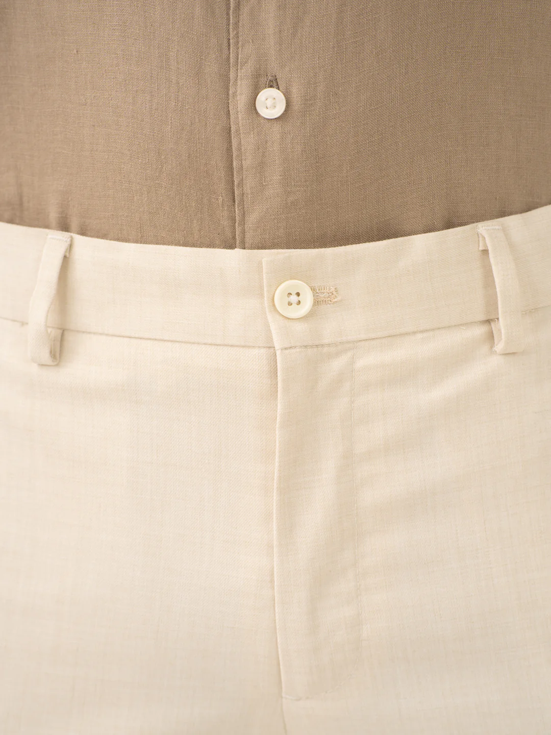 Buff Beige Melange Stretch Formal Pants - Image 10