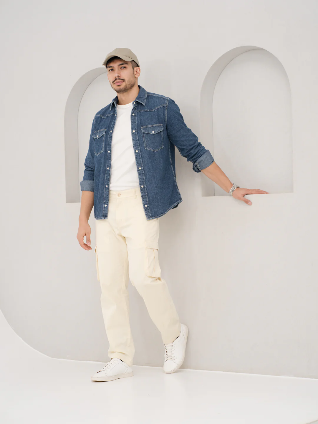 Burl Beige Relaxed Fit Stretch Cargo Pants - Image 8