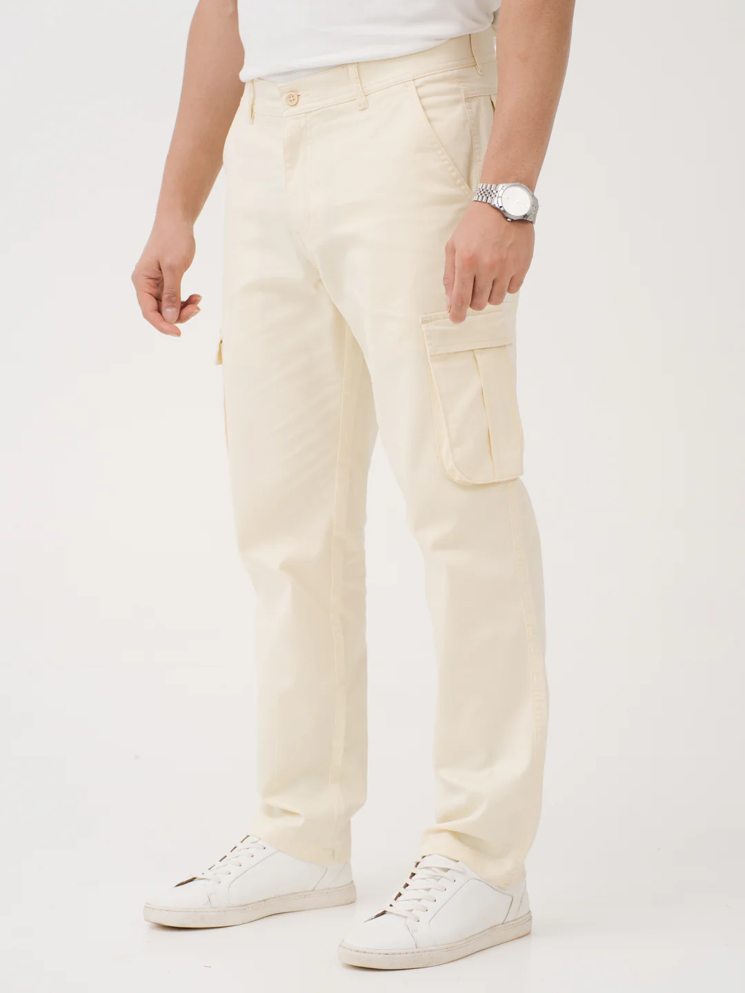 Burl Beige Relaxed Fit Stretch Cargo Pants - Image 9