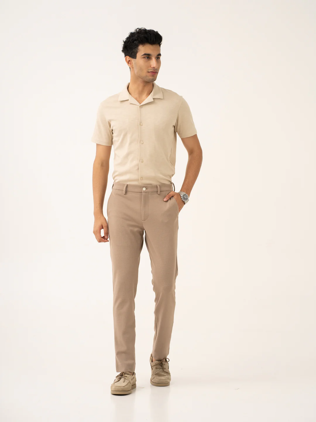 Byte Beige Waffle Textured Power-Stretch Pants - Image 12