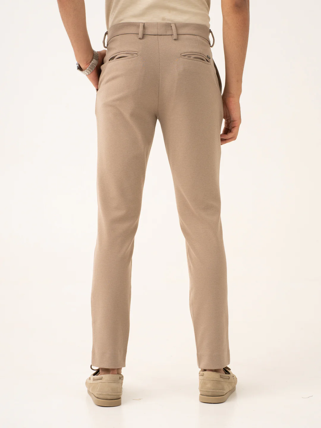 Byte Beige Waffle Textured Power-Stretch Pants - Image 6