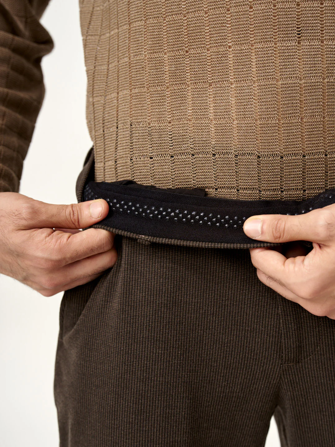 Walnut Brown Houndstooth Power-Stretch Pants - Image 4