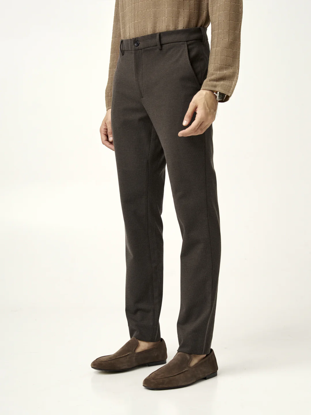 Walnut Brown Houndstooth Power-Stretch Pants - Image 9