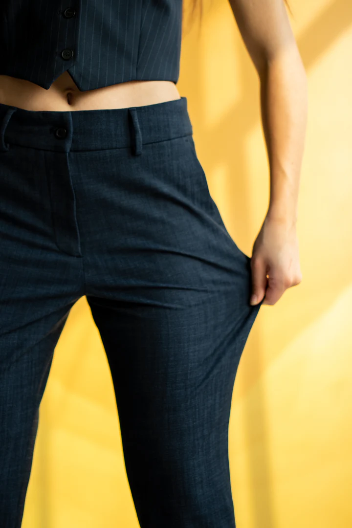 Cadet Blue Business Casual Women Pants - Image 2