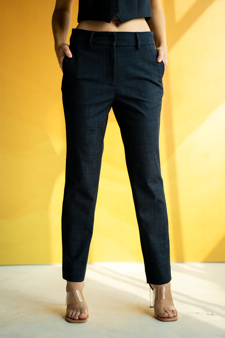 Cadet Blue Business Casual Women Pants - Image 5