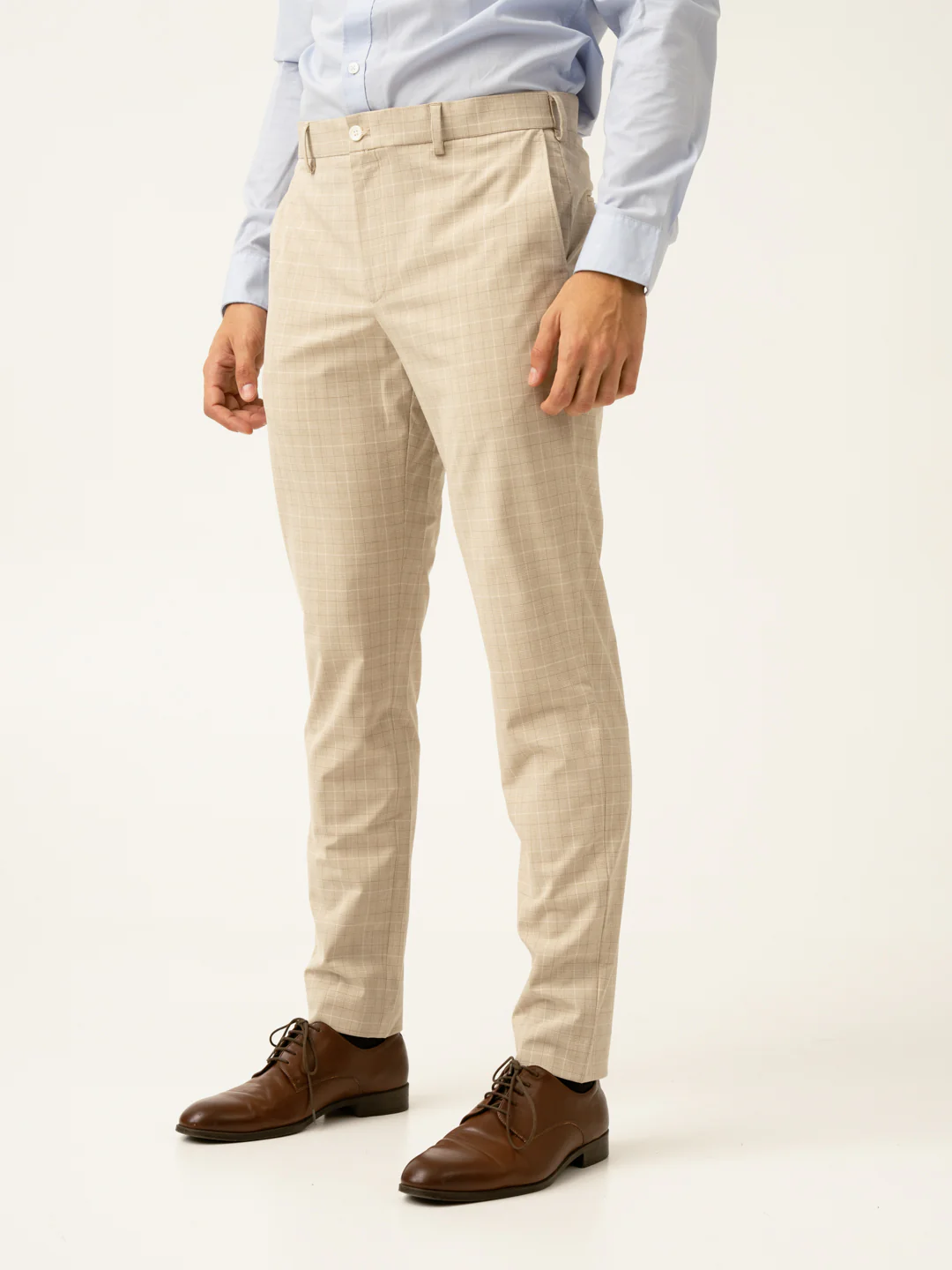 Canvas Beige Checks Formal Pants - Image 12