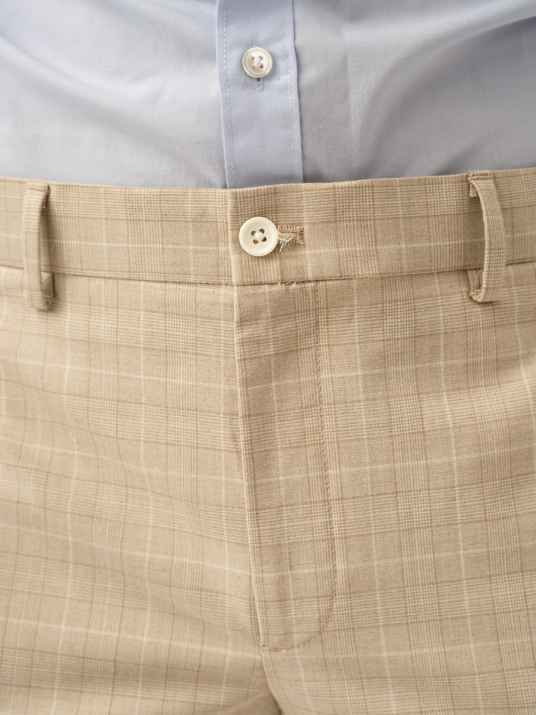 Canvas Beige Checks Formal Pants - Image 5