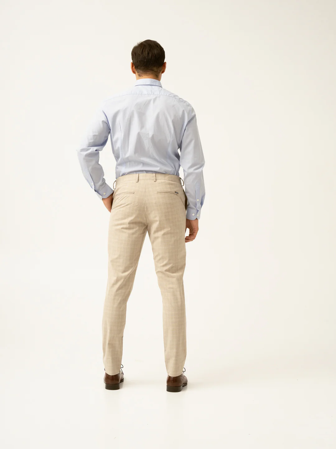 Canvas Beige Checks Formal Pants - Image 7