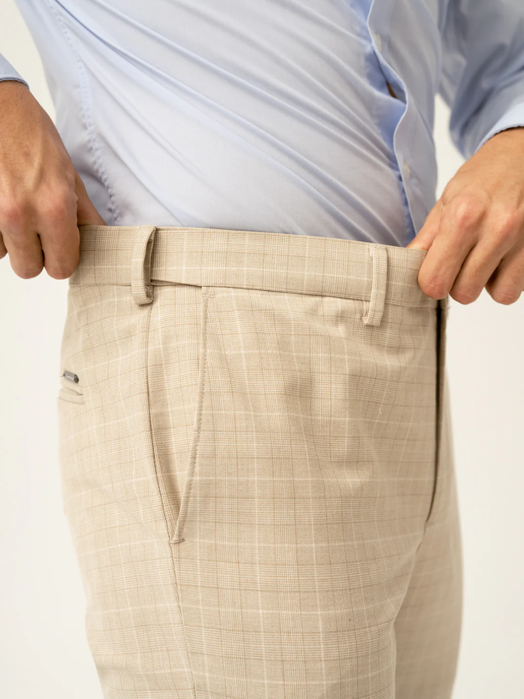 Canvas Beige Checks Formal Pants - Image 8