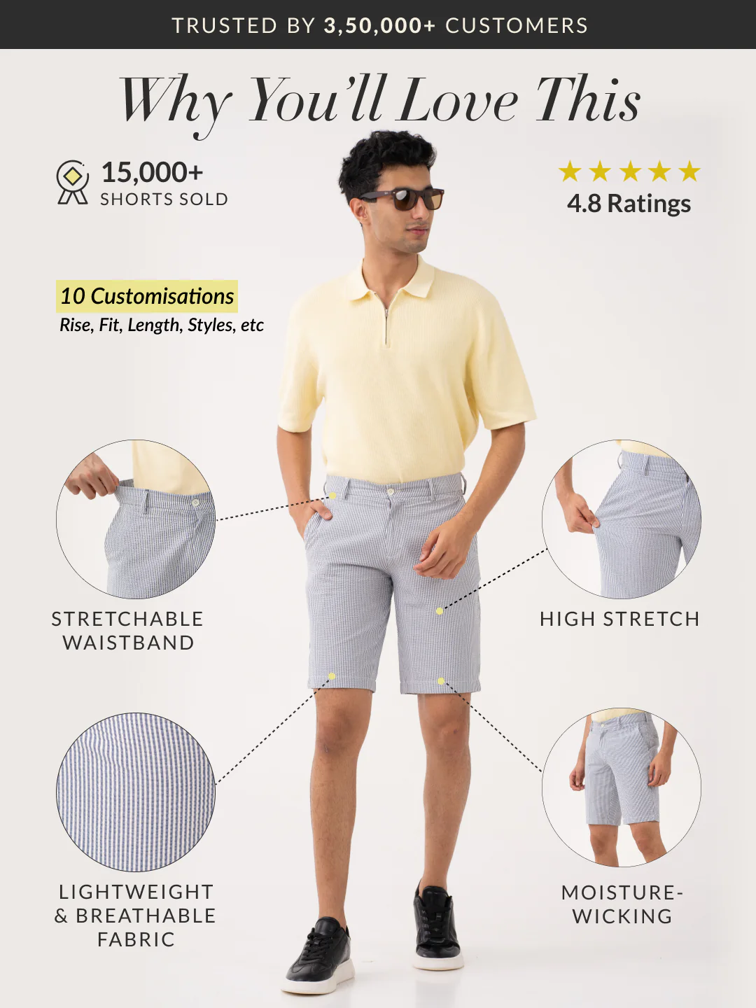 Captain Navy Stripes Seersucker Chino Shorts - Image 2