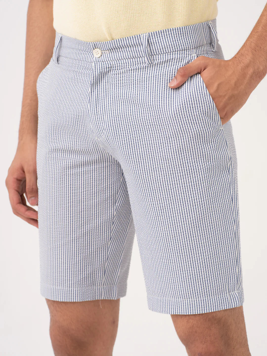 Captain Navy Stripes Seersucker Chino Shorts - Image 3