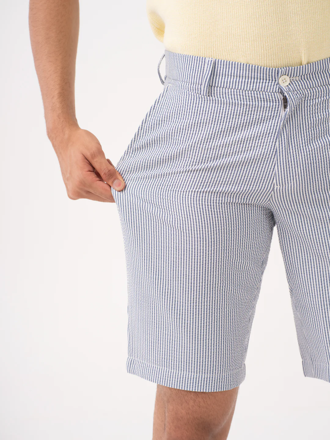Captain Navy Stripes Seersucker Chino Shorts - Image 5