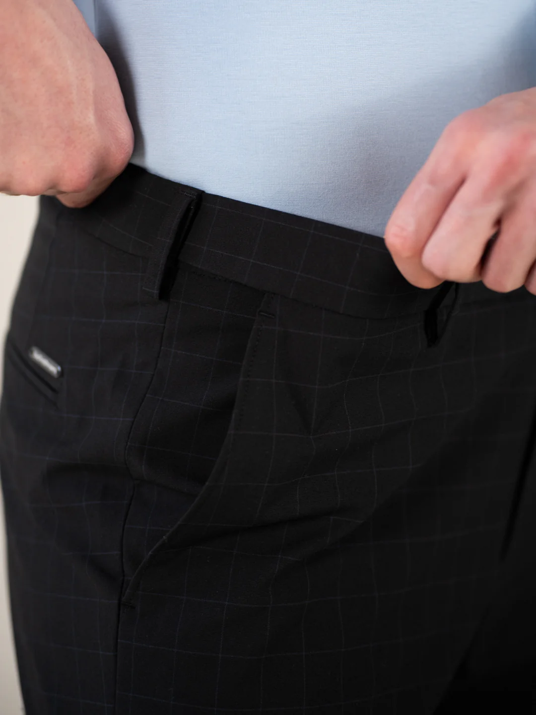 Cartographer Black Checks Relaxed Fit Stretch Formal Pants - Image 4
