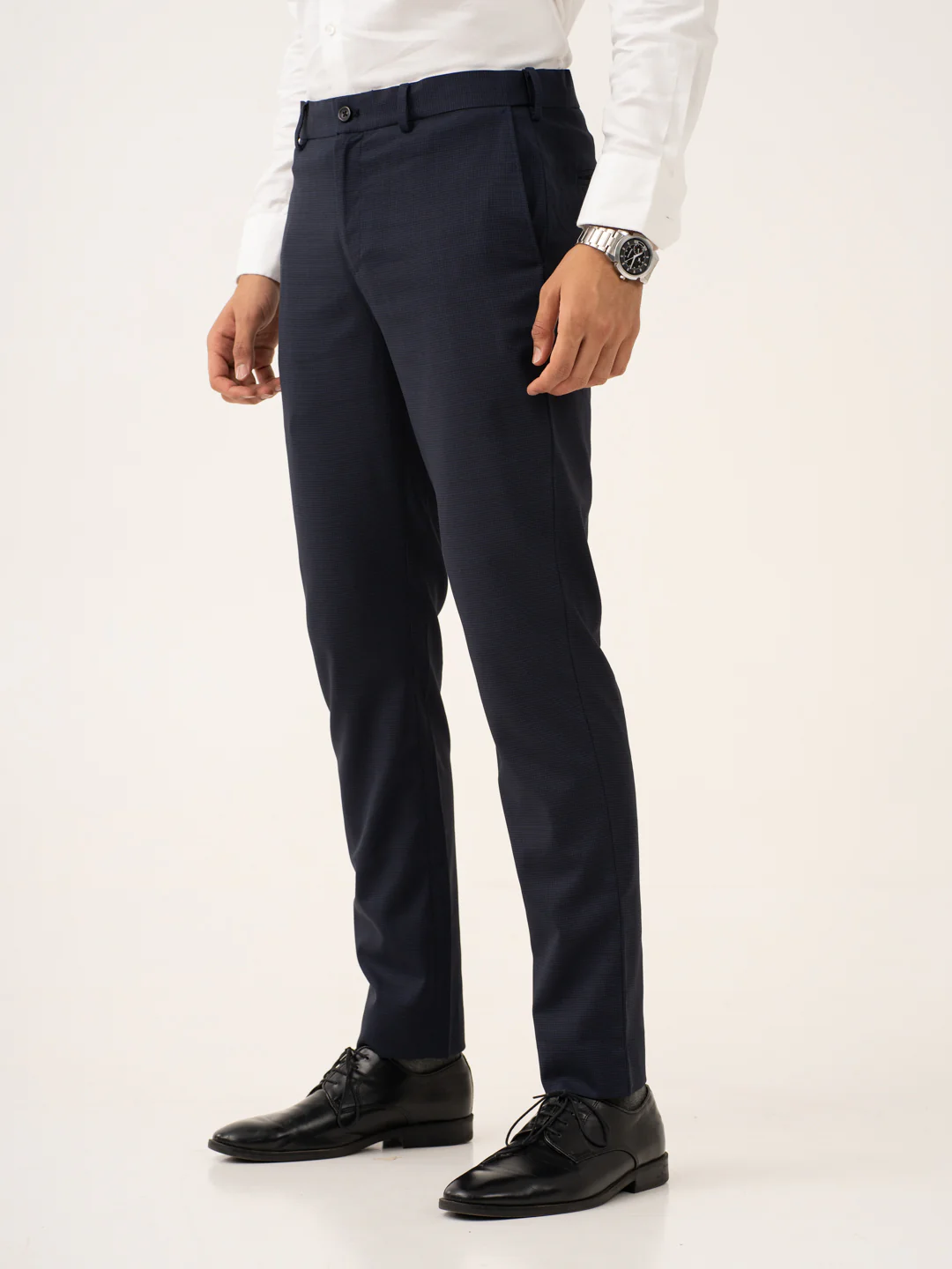 Cassian Navy Houndstooth Stretch Formal Pants - Image 6