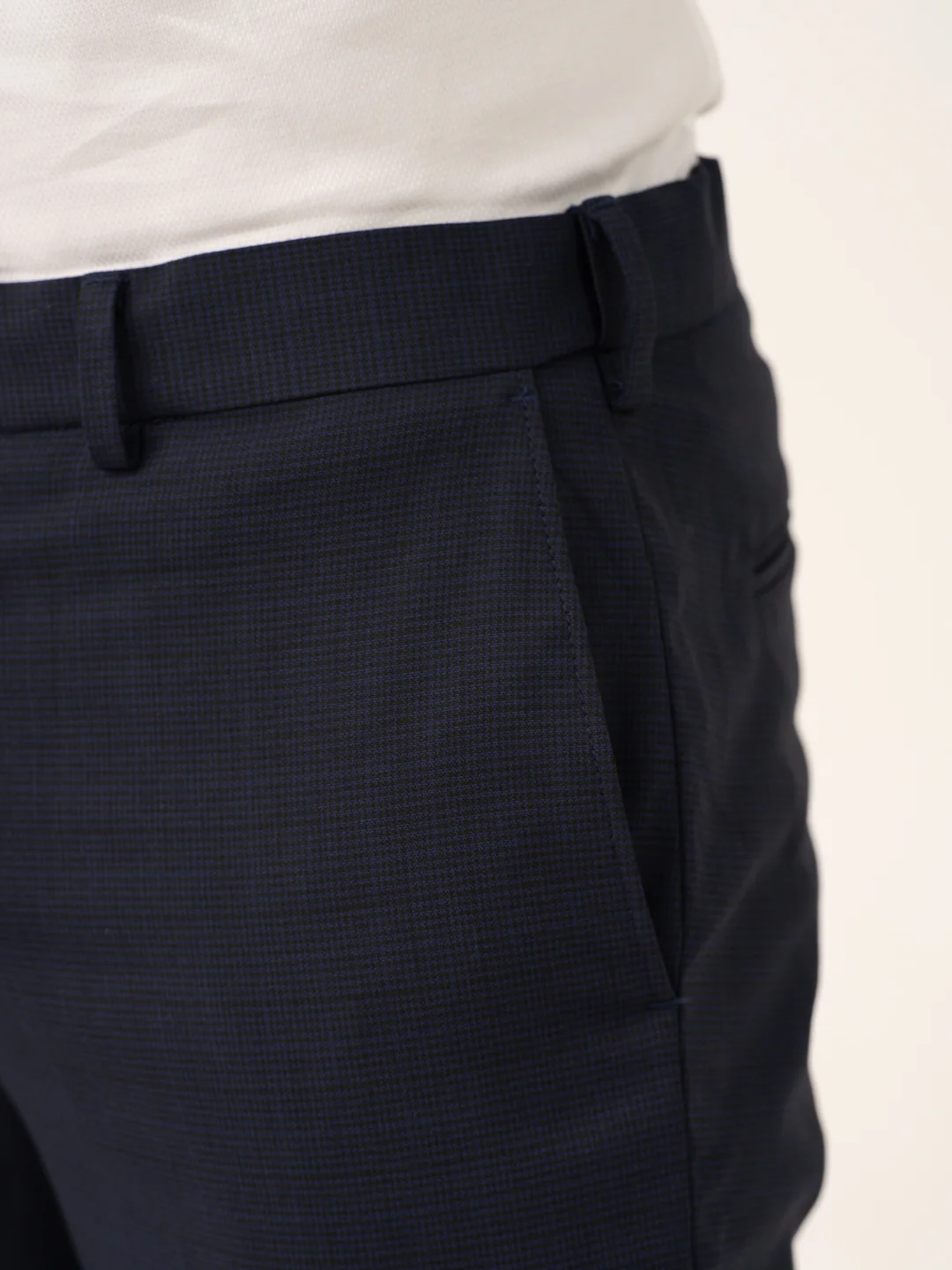 Cassian Navy Houndstooth Stretch Formal Pants - Image 9