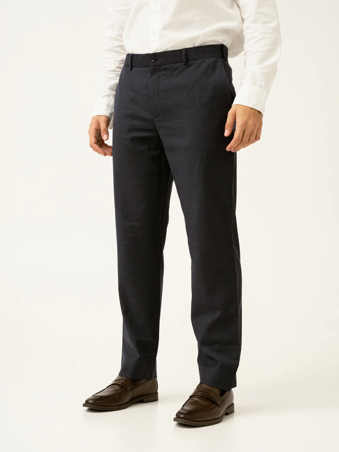 Castle Navy Houndstooth Merino Wool Pants - Image 10