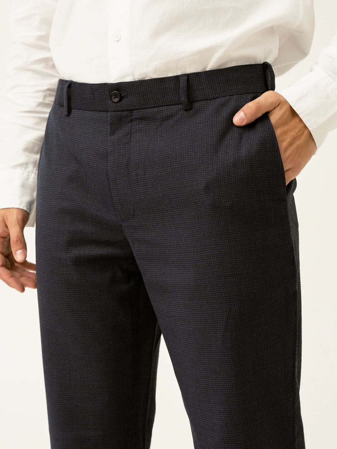 Castle Navy Houndstooth Merino Wool Pants - Image 7