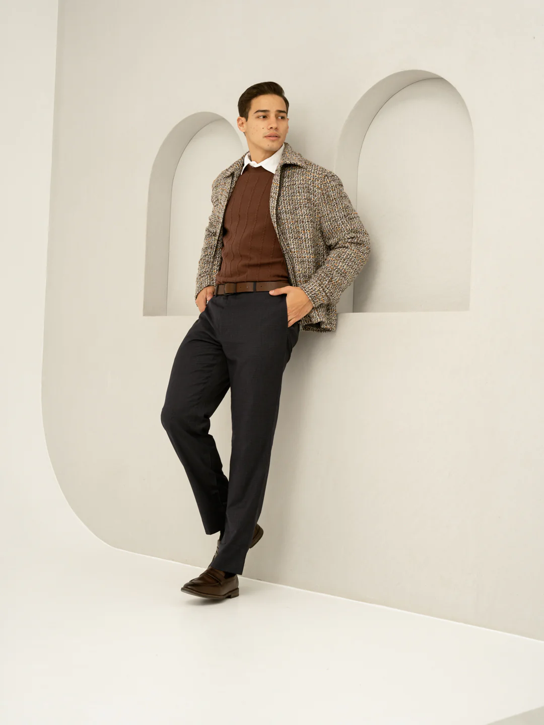 Castle Navy Houndstooth Merino Wool Pants - Image 9