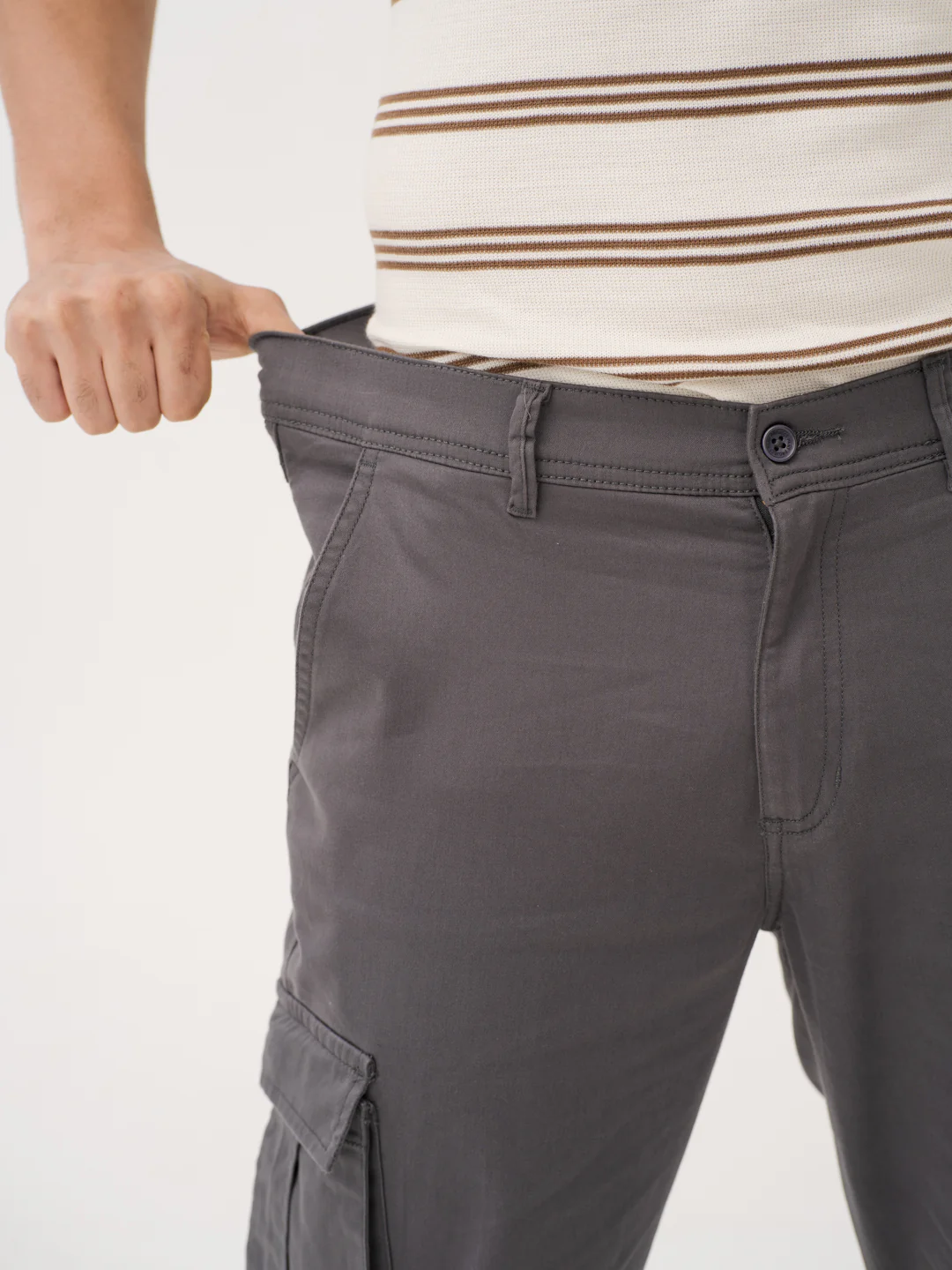 Cave Grey Relaxed Fit Stretch Cargo Pants - Image 5