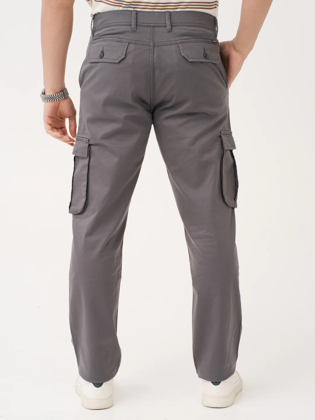 Cave Grey Relaxed Fit Stretch Cargo Pants - Image 7