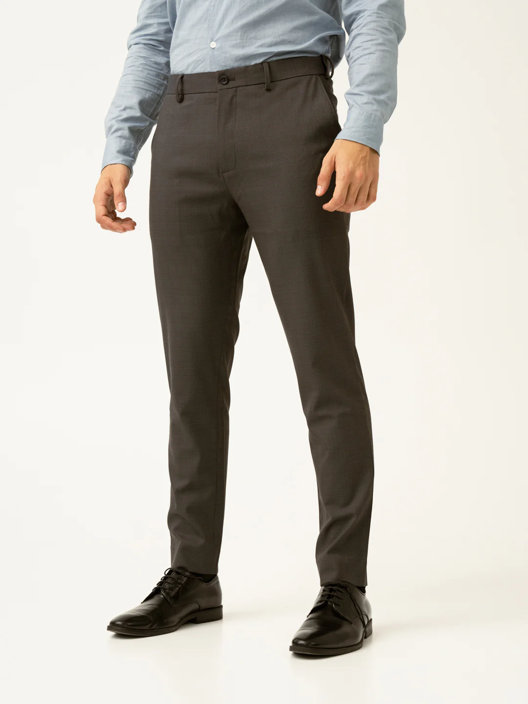 Charcoal Checks Slim Fit Formal Stretch Pants - Image 10