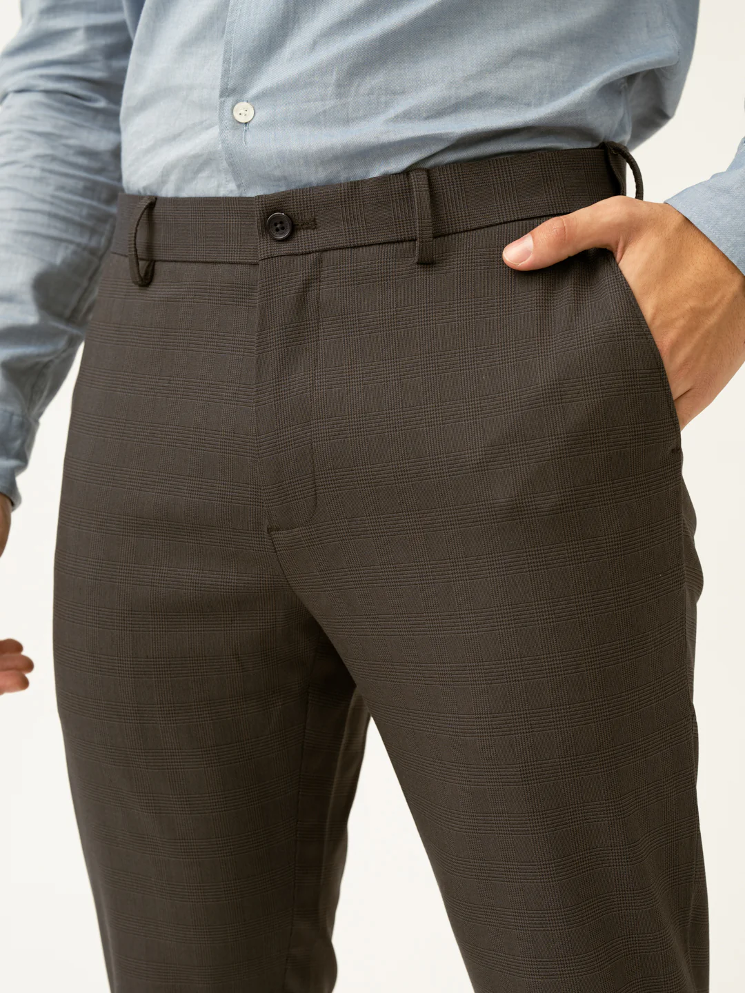 Charcoal Checks Slim Fit Formal Stretch Pants - Image 5