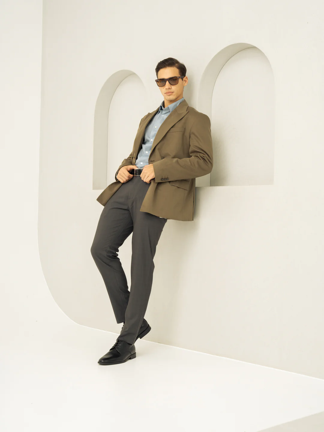 Charcoal Checks Slim Fit Formal Stretch Pants - Image 6