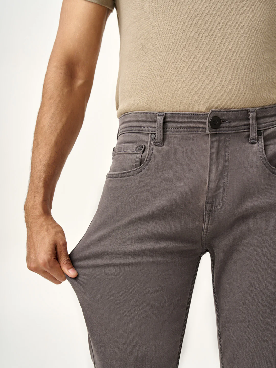Charcoal Grey Power-Stretch Slim Fit Jeans - Image 5