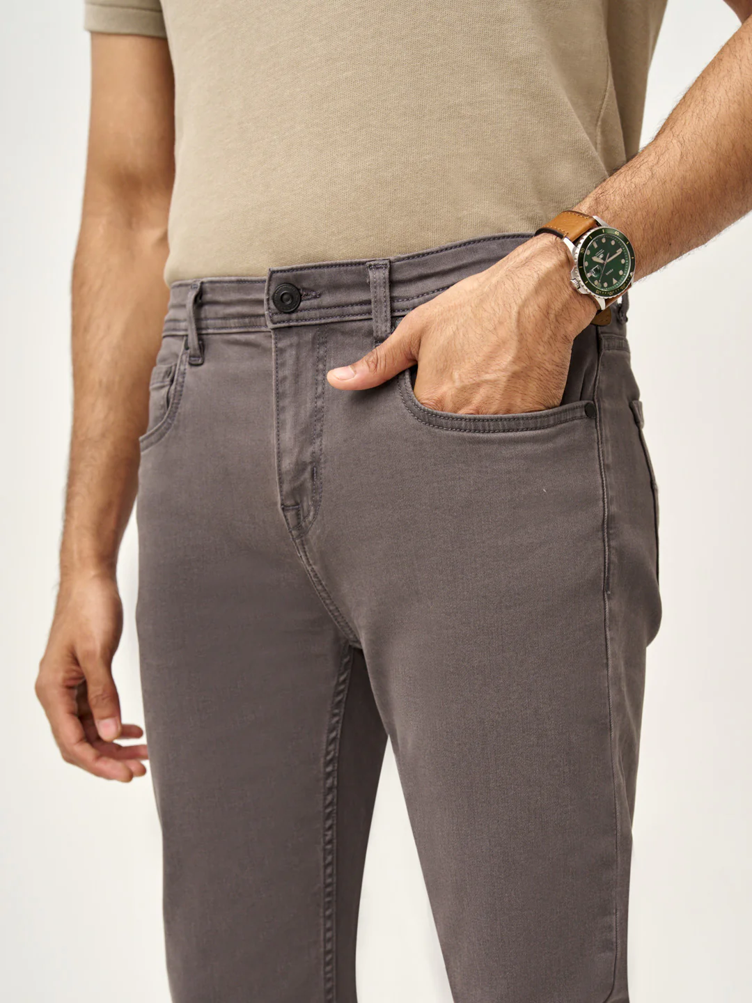 Charcoal Grey Power-Stretch Slim Fit Jeans - Image 9