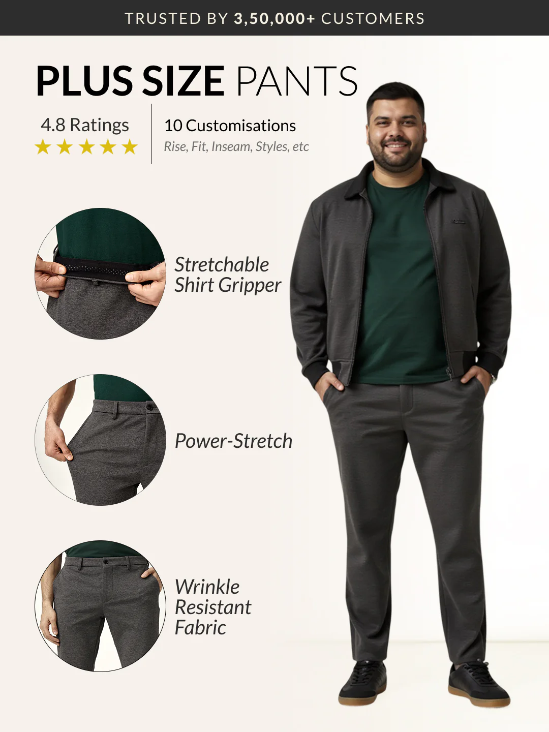 Charcoal Plus Size Power-Stretch Pants - Image 2