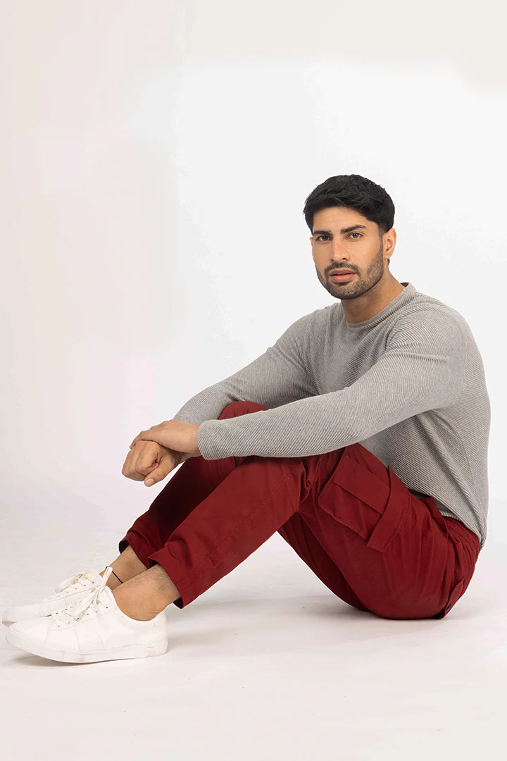 Cherry Red Stretch Cargo Pants - Image 2