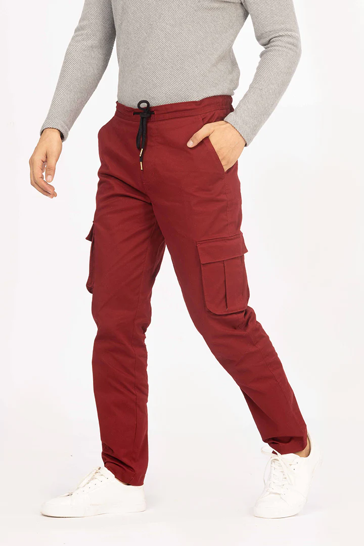 Cherry Red Stretch Cargo Pants - Image 4