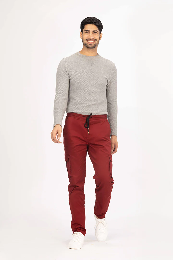 Cherry Red Stretch Cargo Pants - Image 5