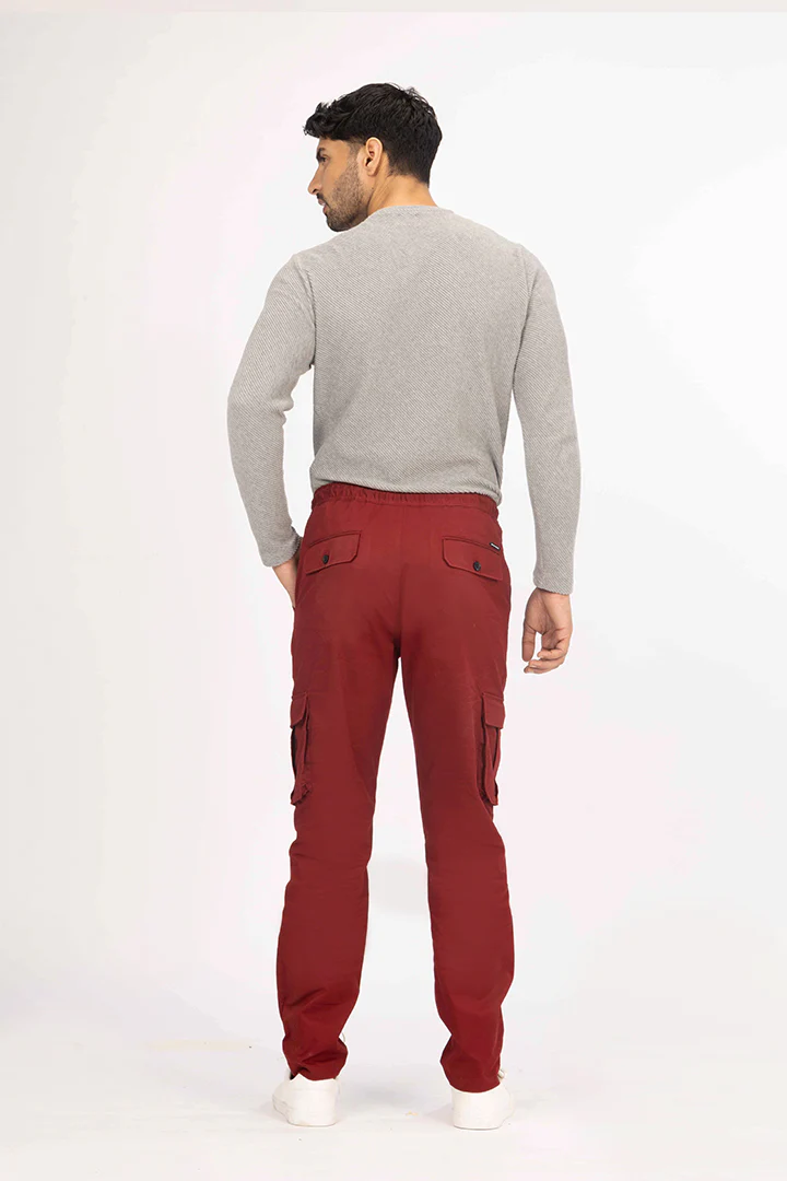 Cherry Red Stretch Cargo Pants - Image 6