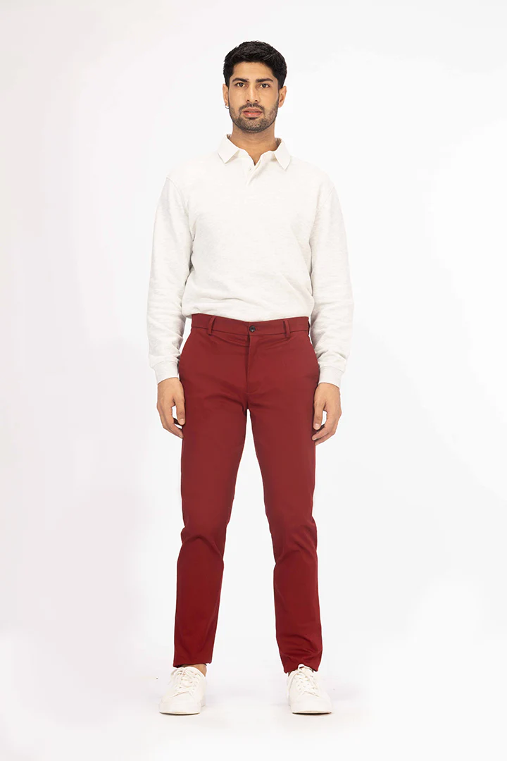 Cherry Red Stretch Chinos - Image 3