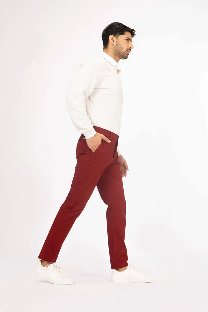 Cherry Red Stretch Chinos - Image 5