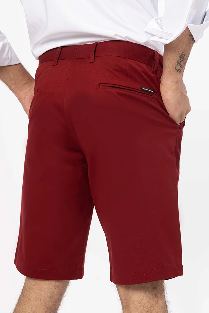 Cherry Red Stretch Chino Shorts - Image 2