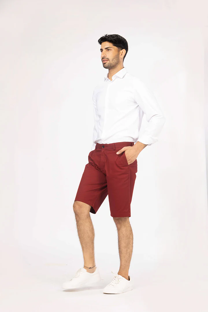 Cherry Red Stretch Chino Shorts - Image 3