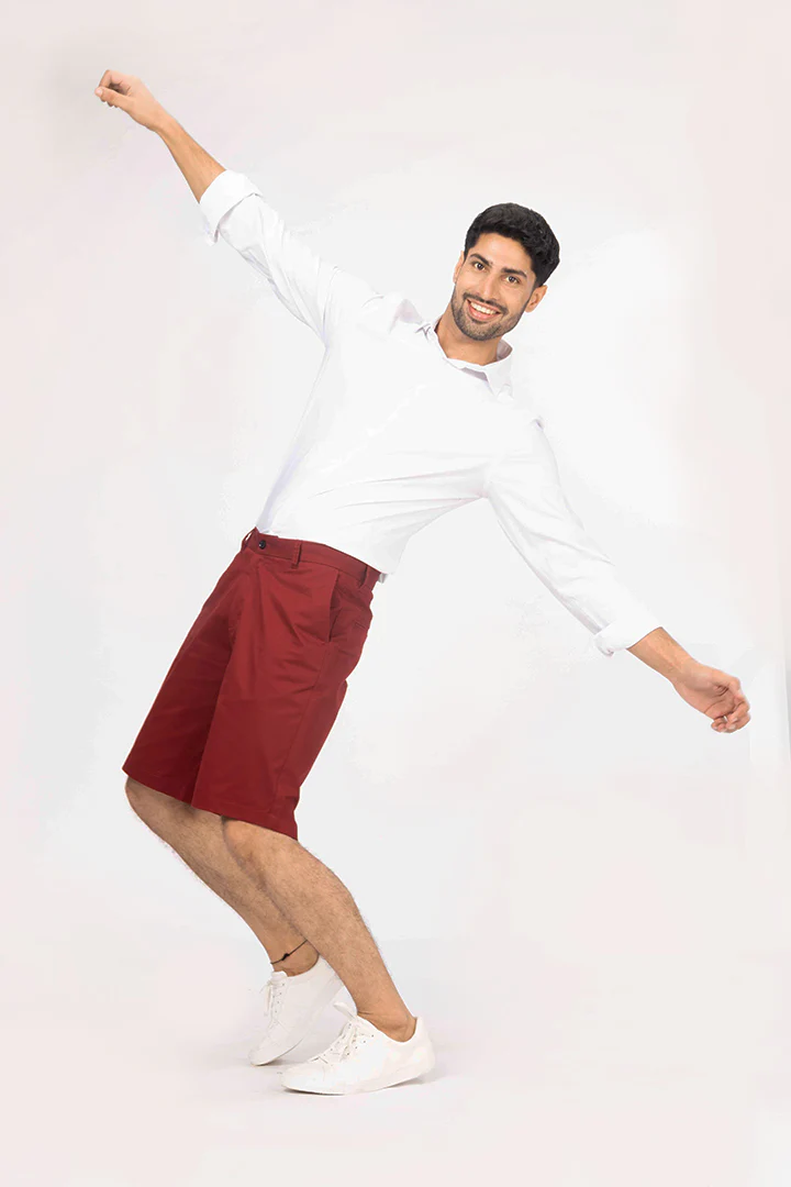 Cherry Red Stretch Chino Shorts - Image 5